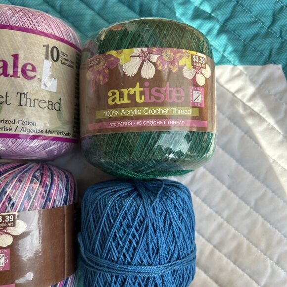 Lot of 4 crochet Thread Blue Green Purple Waterlily Wood Violet Rainforest - Picture 3 of 4
